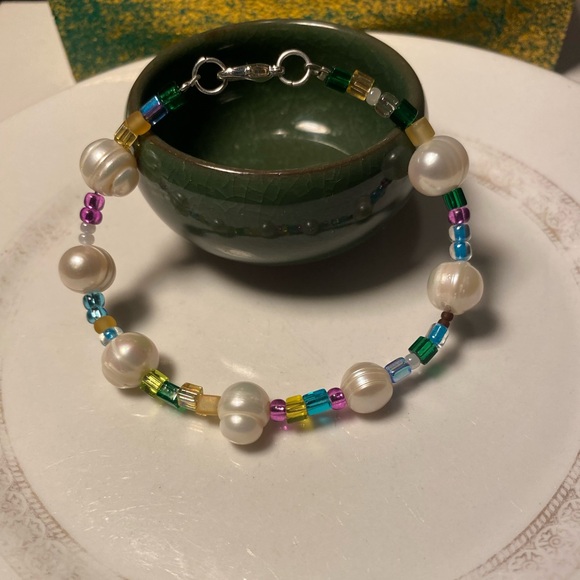 💛 Tara Designs handmade large cultured fresh water pearls anklet / bracelet. - Picture 2 of 4